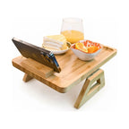 Bamboo Sofa Arm Tray with Rotating Phone Holder-0