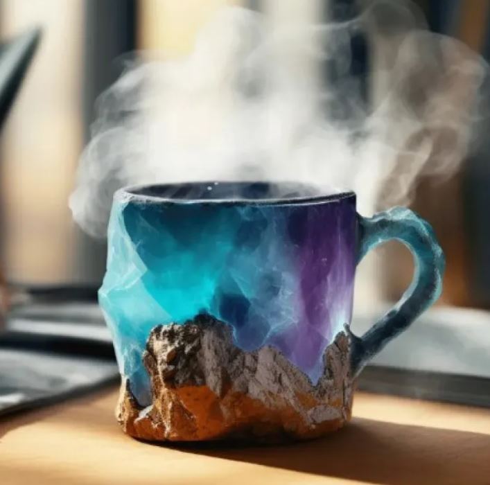 400 ml Kaffeetassen aus Mineralharz mit Henkel, elegante Tassen in Mineral-Kristall-Optik für Arbeitsplatz, Wohndekoration, Weihnachtsgeschenk, Küchenhelfer