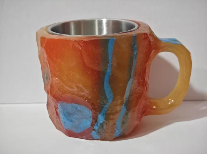400 ml Kaffeetassen aus Mineralharz mit Henkel, elegante Tassen in Mineral-Kristall-Optik für Arbeitsplatz, Wohndekoration, Weihnachtsgeschenk, Küchenhelfer