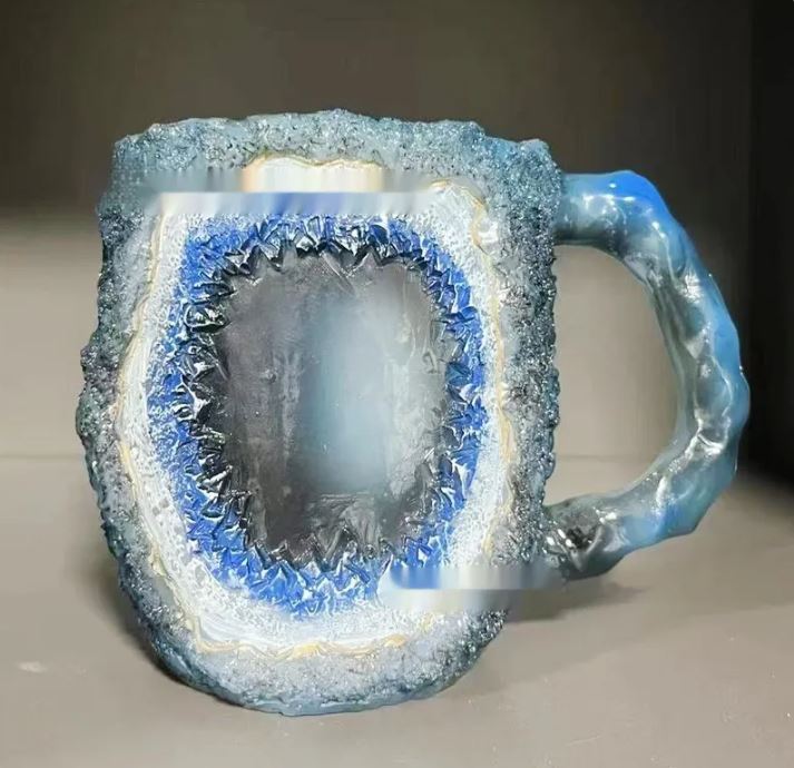 400 ml Kaffeetassen aus Mineralharz mit Henkel, elegante Tassen in Mineral-Kristall-Optik für Arbeitsplatz, Wohndekoration, Weihnachtsgeschenk, Küchenhelfer