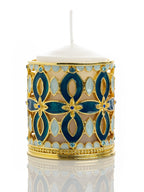 Golden Blue Decorated Candle Holder-3