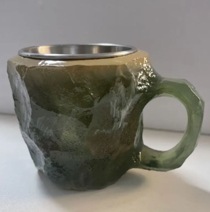 400 ml Kaffeetassen aus Mineralharz mit Henkel, elegante Tassen in Mineral-Kristall-Optik für Arbeitsplatz, Wohndekoration, Weihnachtsgeschenk, Küchenhelfer