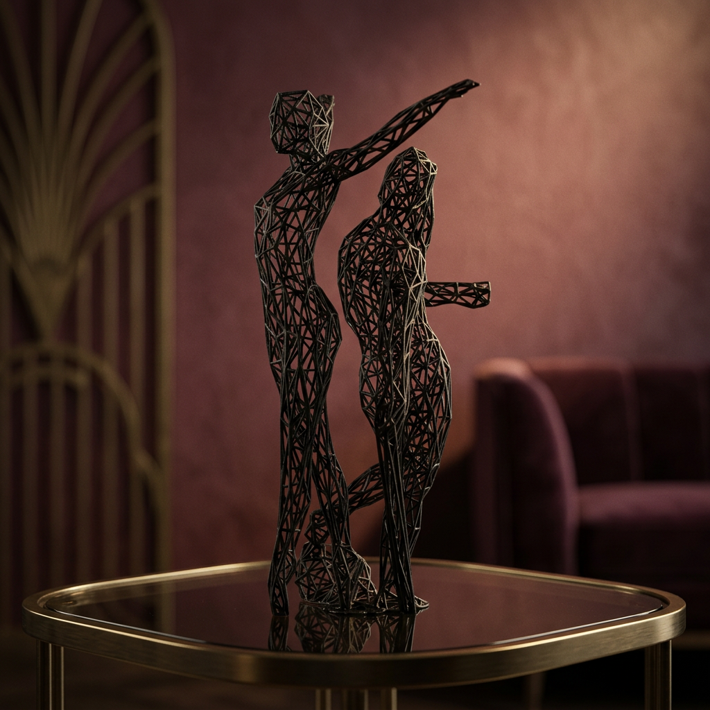Sculpture Gémeaux noire en ambiance Art déco