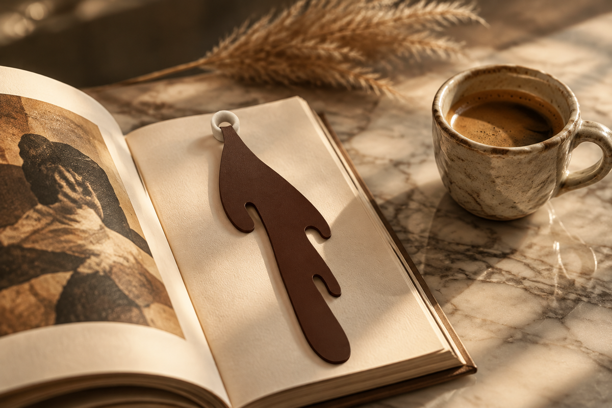 Marque-page café lifestyle luxe sur marbre