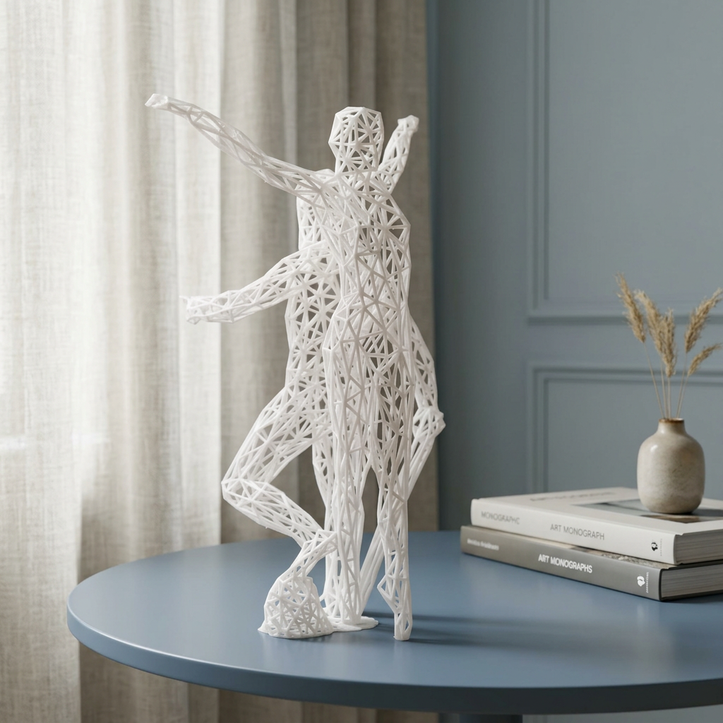 Sculpture Gémeaux blanche dans un intérieur lumineux