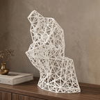 Sculpture Le Penseur blanche sur noyer